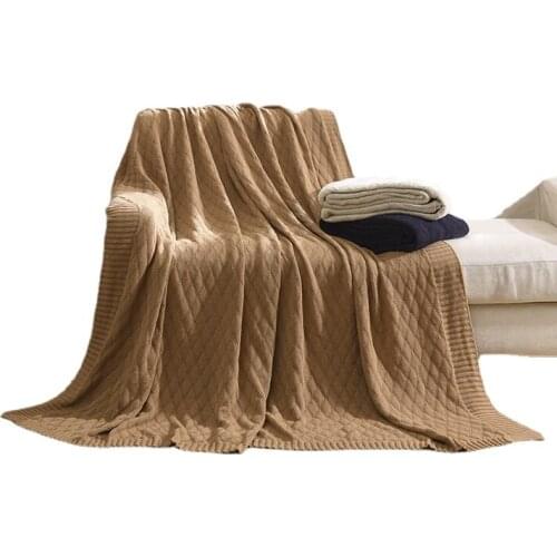 Cotton Diamond Pattern Knitted Wool Air Conditioning Blanket Sofa Cover Blanket Nordic Simple