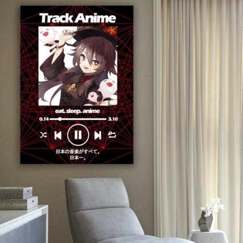 Canvas Anime Hu Tao Cute Genshin Impact Pictures Home Manga Decoration Paintings Poster HD Prints Wall Art Modular Living Room