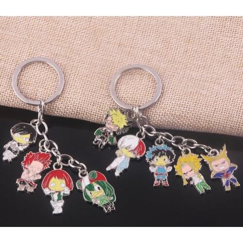 Classic My Hero Academia Enamel Keychains Izuku Midoriya Katsuki Bakugou All Might Shoto Todoroki Figure Keyring Anime Fans Gift