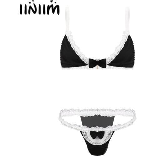 Sexy Bras Set for Women Bowknot Lace Trim Erotic Lingerie Suit Bikini Set Swimwear Swimsuit Cosplay Sleepwear Exotic Underwear