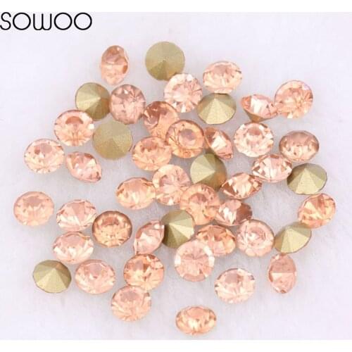1440pcs/lot 2-6mm sizes Round crystal Fancy stone Pointed back glass champagne color stone For Choice Jewelry Making