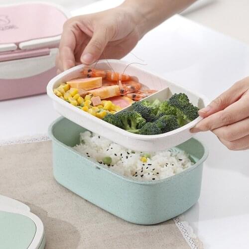 Healthy Material Lunch Box 3 Layer Wheat Straw Bento Boxes Microwave Dinnerware Food Storage Container Lunchbox Kitchen LunchBox