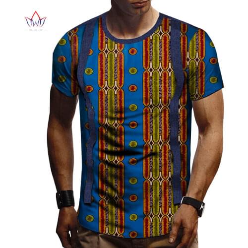 Men African Clothing Dashiki Men Top Shirt Bazin Riche African Men Clothes Cotton Print Patchwork Patchwork Top Shirt WYN908