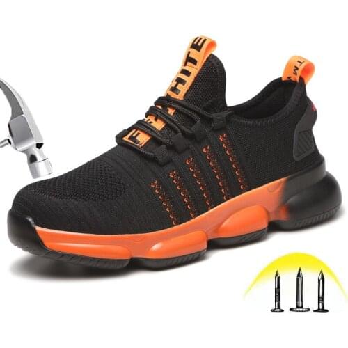 Steel Toe Work Safety Shoes For Men Puncture Proof Non-Slip Industrial Construction Shoes Outdoor Athletic Stylish Footwear