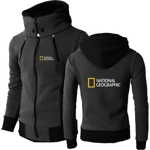 Men 2021 National-Geographic Logo Hoodies Muscle Survey Expedition Scholar Sportswear Hooded Zipper Streetwear Print Sweatshirts