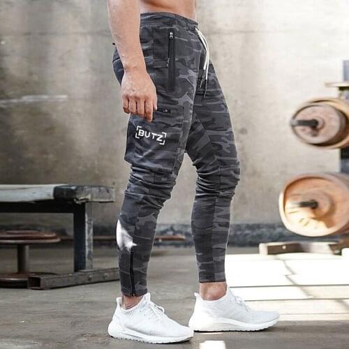 Mens Camouflage Fitness Sports Trousers Slacks Gym Running Training Cotton Multi-Pocket Safari Style Jogging Casual Cargo Pants