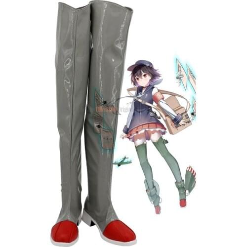 Warship Girls Junyo Cosplay Boots Over Knee Leather Shoes Custom Made Any Size