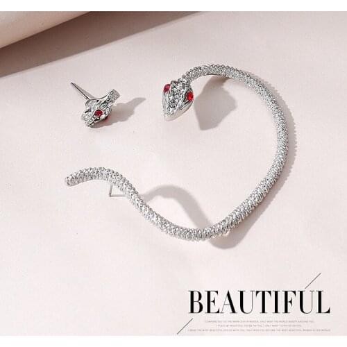 Earings Fashion Jewelry 2021 Piercing Creative Personalized Snake Ear Studs Womens Earrings Exaggeration Asymmetry Trinkets