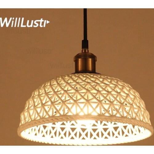 Nordic white ceramic pendant light Carved half sphere dome lighting home hotel restaurant dinning room living room pendant lamp