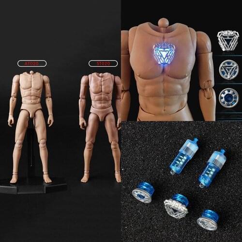 ST020/AT020 In Stock 1/6 Tony Stark Durable Muscular Figure Body Tony Nano Reactor Glasses Accessory Model for 12'' Action Figur