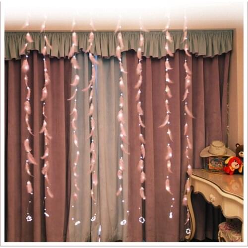 Feather curtain lights led string usb with remote fairy 8 work modes copper