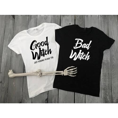 Good Witch Bad Witch T-Shirts Funny Aesthetic Short Slevee Tee Casual High Quality Hipster Tops Couple Lovers popular t shirt