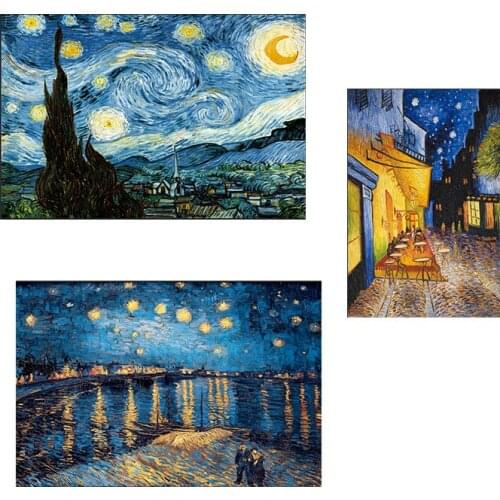 Famous Van Gogh Cafe Terrace At Night Oil Painting Reproductions on Canvas Posters and Prints Wall Art Picture for Living Room