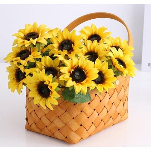 10Pc Simulation Small Sunflower Silk Flowers For Home Decoration Flower Arrangement Wedding Bride Holding Fake Flowers Floral
