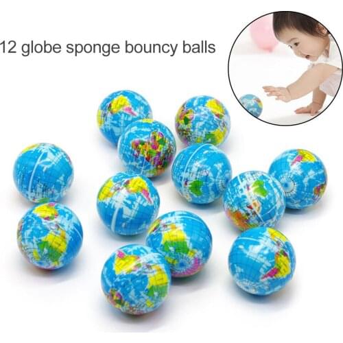 12 Pcs World Map Foam Earth Globe Bouncy Ball Educational Toy for Kids Adults NSV
