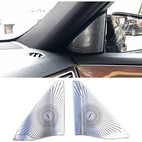 2PCS For Mercedes Benz E Class W212 Interior Trim Car Styling Car Audio Speaker Cover Stainless Steel Sticker Decor Accessories