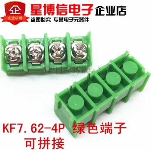 20PCS KF7.62-4P Green KF7.62 4Pin 7.62mm Straight Pin Barrier Terminal Block ROHS