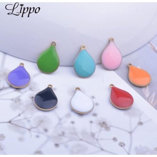 32pcs 9*13mm Double Faced Enamel Wate Drop Charms Copper Enamel Pendant Diy Earring Jewelry Accessories