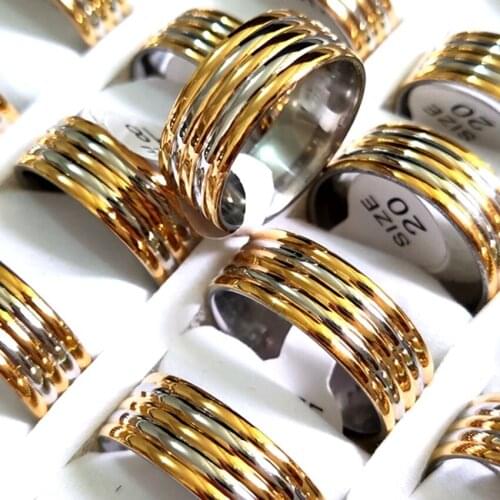 30pcs Quailty Comfortable Smooth Stainless Steel Ring Man Woman 8mm Wedding Band Jewelry