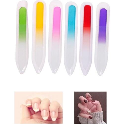 4pcs 6 Colorful Crystal Glass Nail File Buffer Art Nail Files Durable Crystal Glass File Manicure Nail Art Tools 9CM
