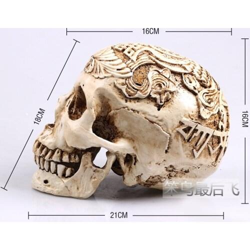 Antique white Egypt 1: 1 human skull model life size resin skull model art teaching human skeleton model free shipping