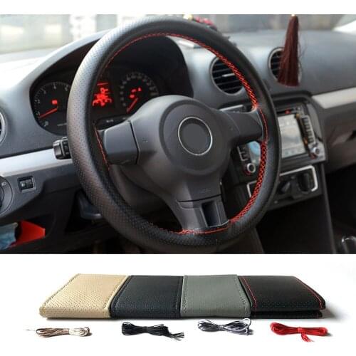 Car Steering Wheel Cover With Needles and Thread Artificial leather Auto Decoration For Universal Car