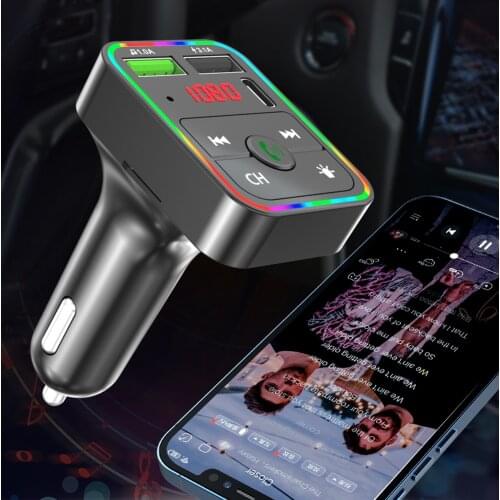 F2 Car Bluetooth FM Transmitter MP3 Player USB Charger w/ Colorful LED Backlight Dual USB Fast Charger Car Accessories