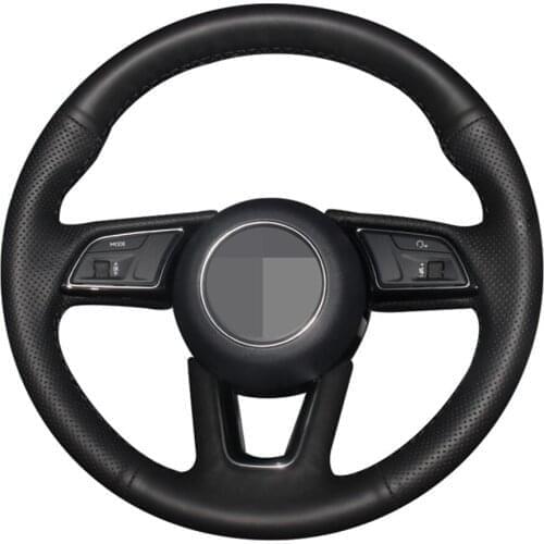 Car Steering Wheel Cover Black Artificial Leather For Audi A1 (8X) Sportback A3 (8V) A4 (B9) Avant A5 (F5) Q2