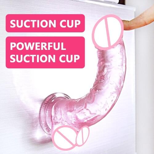 Silicone Jelly Big Dildo with Cock Realistic Fake Dick Penis Vagina Anal Massage Butt Plug Sex Toys for Woman Men Adult Supplies