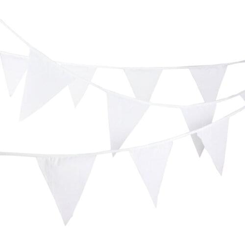 8M 20Flags White Pennant Fabric Bunting Flags Mariage Vintage Wedding Party Decoration Banner Home Bridal Shower Bunting Garland