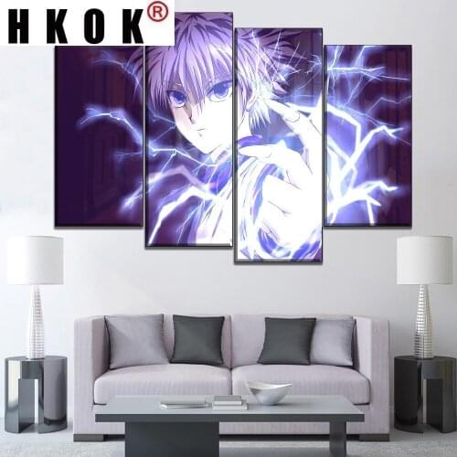 HKOK Abstract Canvas Paintings Posters Prints Hunter Animation Killua Zoldyck Sofa Wall Art Pictures Home Decor For Living Room
