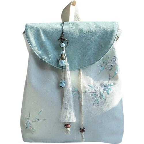 Canvas Female School Backpacks Fashion Designer Women Backpack Chinese Style Ladies School Bags Simple Teenage Girls Book Bags