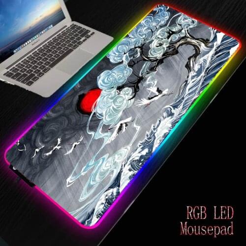 Artistic Scenery LED Light Gaming Mouse Pad RGB Large Keyboard Non-Slip Rubber Base Computer Carpet Desk Mat PC Game MousePad