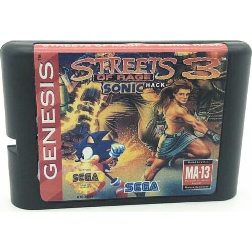 Street Of Rage 3 Sonic Hacks TV Video Games Card For Sega Mega Mrive and Genesis 16 Bit MD Games Card