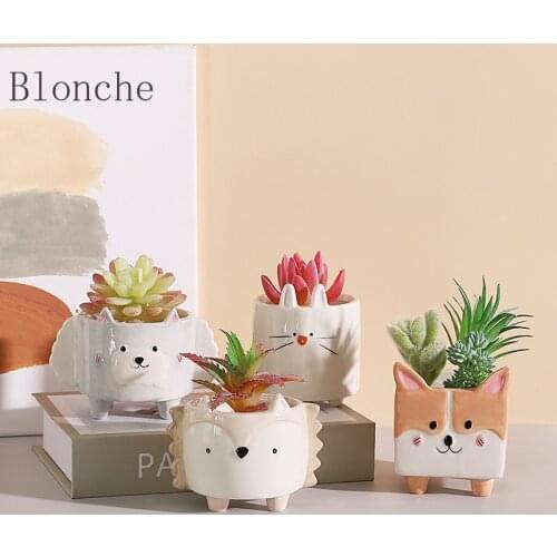 Ceramic Flower Pot Cartoon Animal Plant Macetas Balcony Decorations Vaso Suculenta Planter Vertical Garden Pots Cute Flowerpot