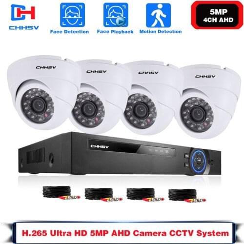 CCTV Camera System Kit 4CH HD 5MP AHD Security Camera DVR Kit Outdoor CCTV Waterproof Home Video Surveillance System Set 2T HDD