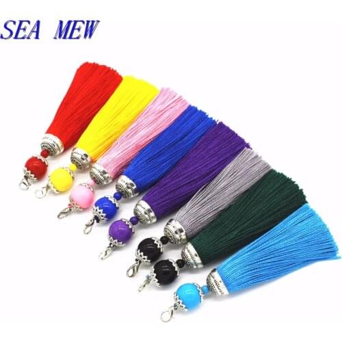 SEA MEW 10 PCS 110mm China Delicate Polyester Soft Tassel Fringe Silk Tassel Pendant Connectors DIY Jewelry Accessories Making