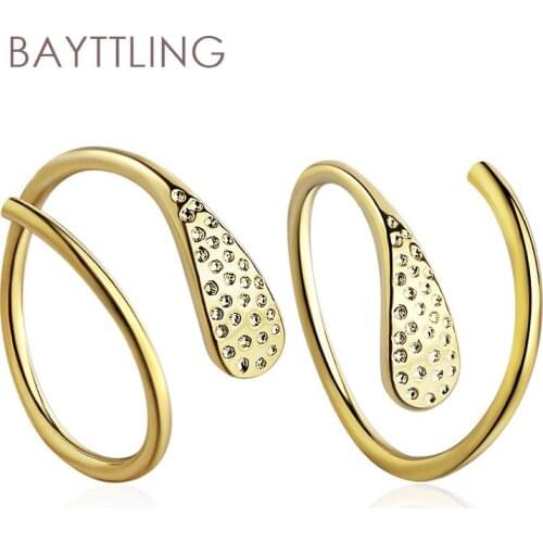 BAYTTLING 925 Sterling Silver Gold Wave Earrings Round Water Drop Hoop Earrings For Women Fashion Wedding Jewelry Gifts
