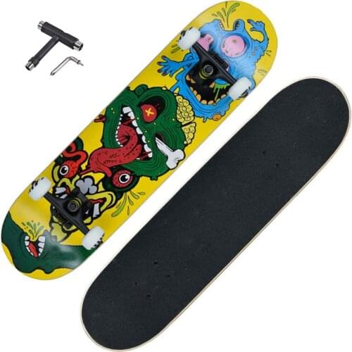 Skateboard Complete 31" x 7.8" Four Wheel Scooter 7-Layer Maple Wood Adult Double Kick Skateboard for Adult Beginner Girls Kids