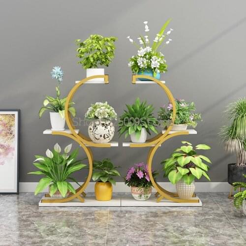 Balcony floor-to-ceiling multi-layer flower stand living room wrought iron bay window shelf new modern minimalist indoor succule