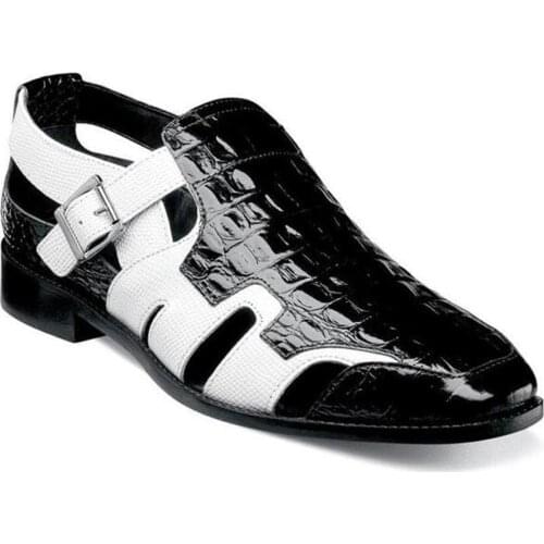 Men Formal Leather Buckle Hollow Flats Sandals