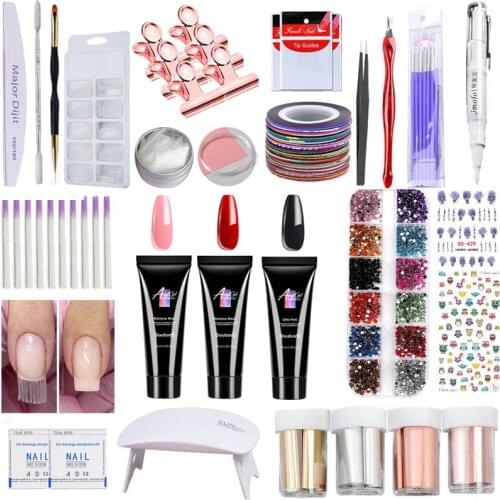 Poly Nail Extension Gel Kit with Led Lamp Nail Builder Extension Gel Trial Kit Nail Technician Poly Nail Gel Beginner Set