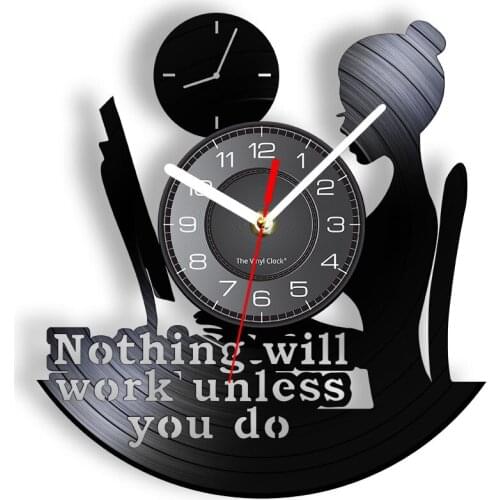 Nothing Will Work Unless You Do Maya Angelou Vinyl Record Wall Clock Inspirational Motivational Quotes Vintage Retro Music Gift