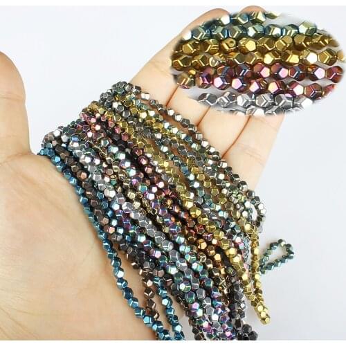 Natural Hematite 4mm Color Fashion Wild Plated Multi-faceted Beads Jewelry Beads DIY Necklace Bracelet Earrings Accessories 16"