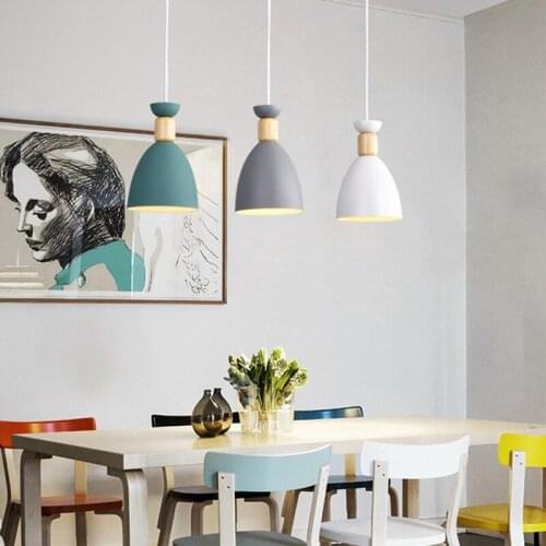 Nordic Small Colorful Wood Pendant Lights Lamparas Minimalist Design Shade Luminaire Bar Dining Room Lights Pendant Lamp E27