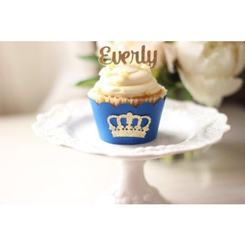 Cusom Little Prince or Princess birthday cupcake wrappers wedding baby bridal shower party cake holders containers