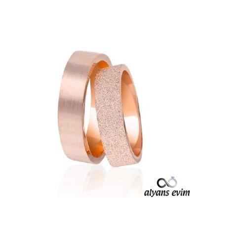 6 Mm Rose Plated Sandy Double Silver Wedding Band Ring