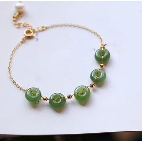 Wholesale JoursNeige Green Natural Stone Bracelets Safety Button With Charm Bracelets Lucky For Women Gift Bracelet Jewelry