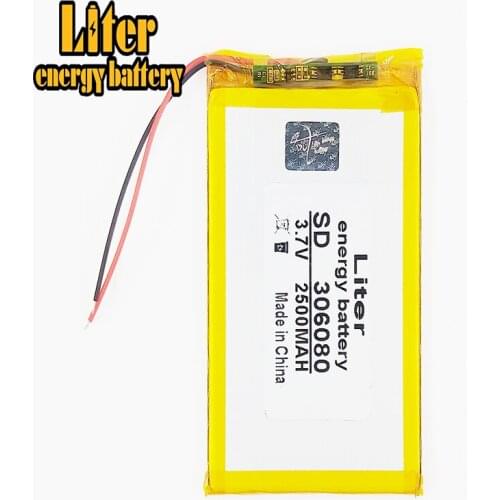 Polymer lithium battery 306080 2500 mah PDA smart tablet computer 3.7 v Rechargeable Battery For MP5 GPS DVD Camera Speaker