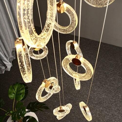 Simple Creative Led Crystal Pendant lamps Modern Staircase Pendant Lights Bar Dining Room Kitchen Hanging Lamps Indoor Lighting